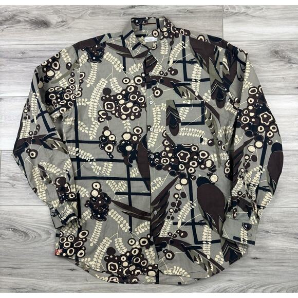 Paul Smith Tropical‎ Bird Parrot Hawaiian All Over Print Abstract Dress Shirt L - Picture 1 of 4